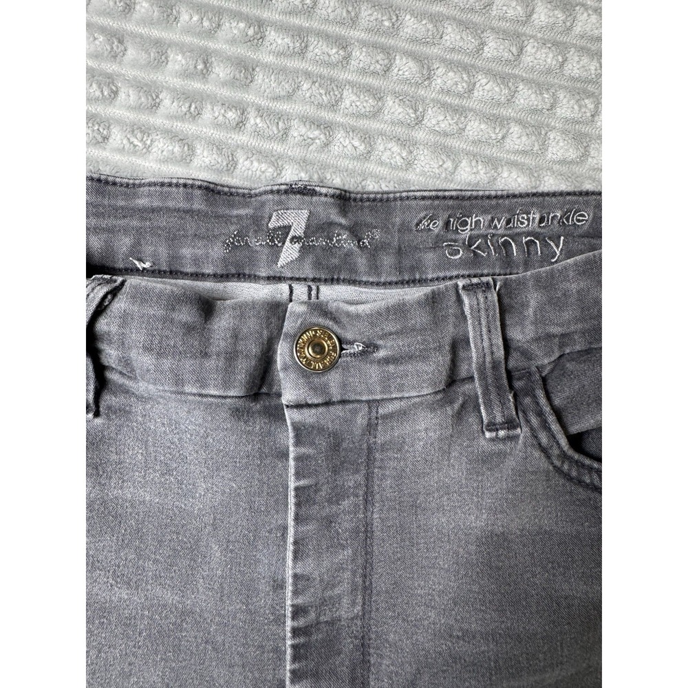 7 For All Mankind Womens High Rise Ankle Skinny Black Gray Jeans Size 32 - Picture 3 of 8